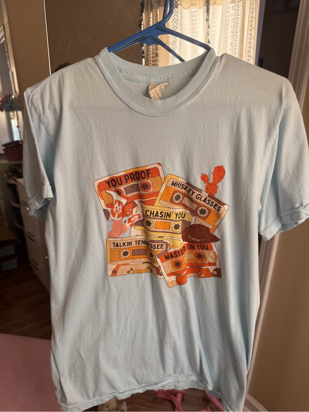 Comfort Colors Light Blue Tee with Morgan Wallen Graphic
